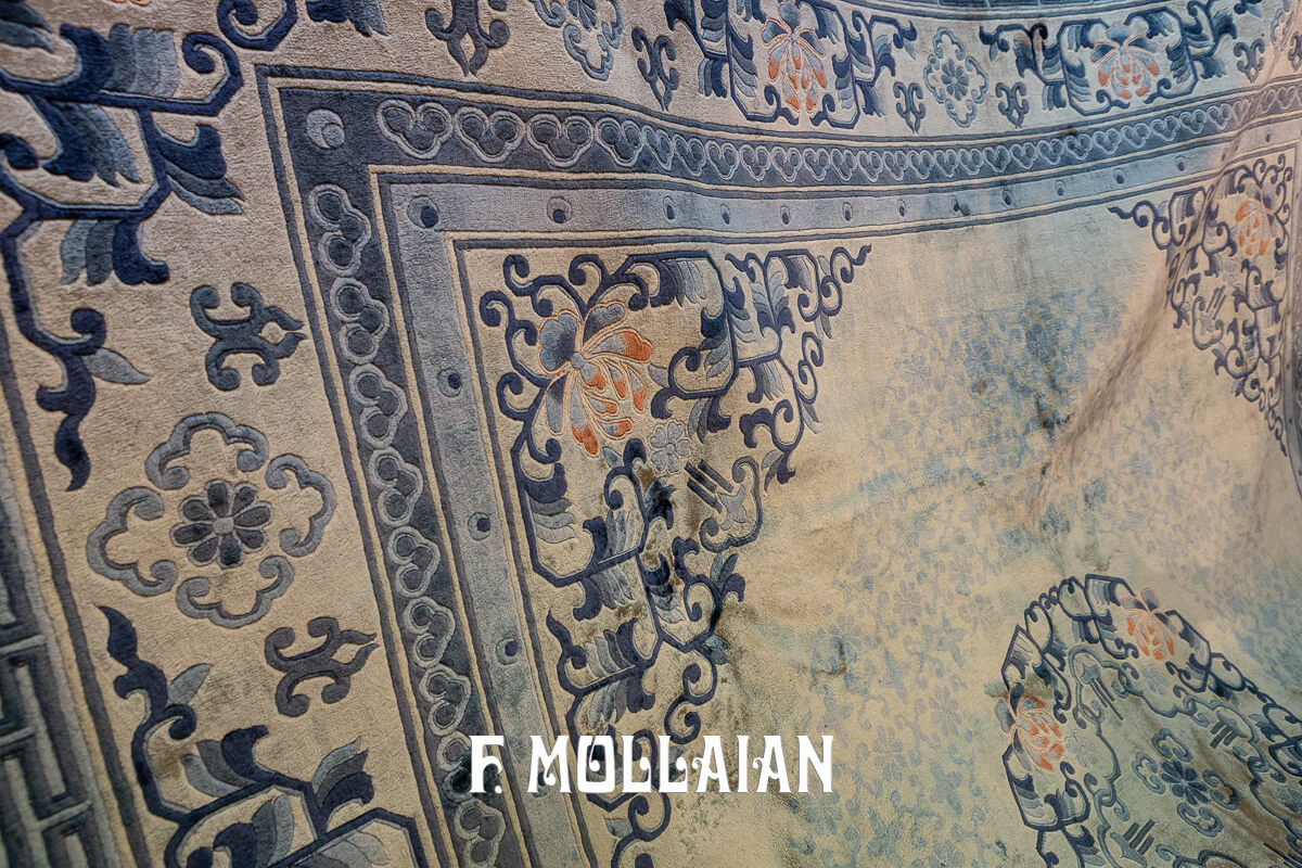 Antique Silk Chinese Rug Beige/Cream n°:445705